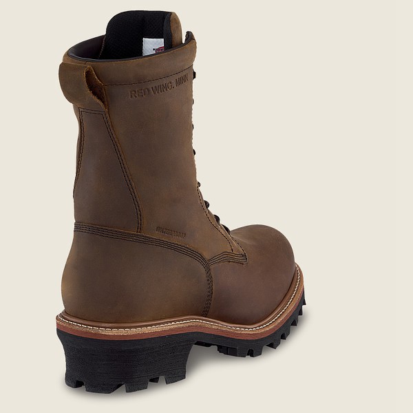 Red Wing Safety Boots Loggermax - 9-inch Insulated Waterproof Toe Logger - Brown - Mens DUN958176